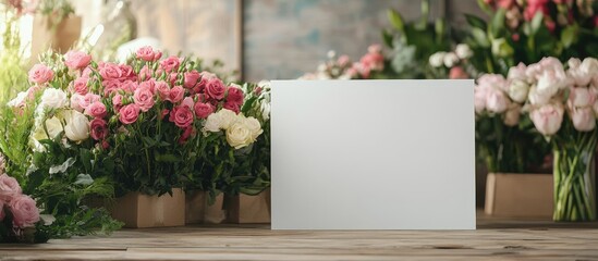 Florist Video Presentation with Empty Space for Text Surrounded by Beautiful Flower Arrangements in a Brightly Lit Setting