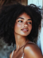 Natural Skincare Close-Up Portrait of a Human Model with Floral Elements