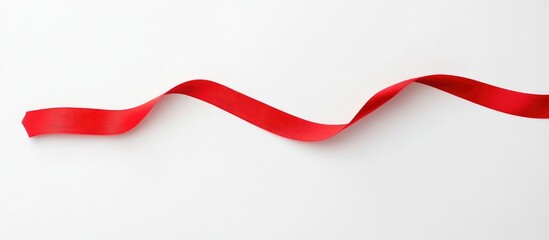 Curved red ribbon line extending horizontally on a white background with ample empty space for text or design elements.