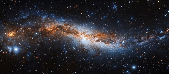 Expansive cosmic scene showcasing vibrant galaxies and stars with ample blank space ideal for text insertion and creative designs