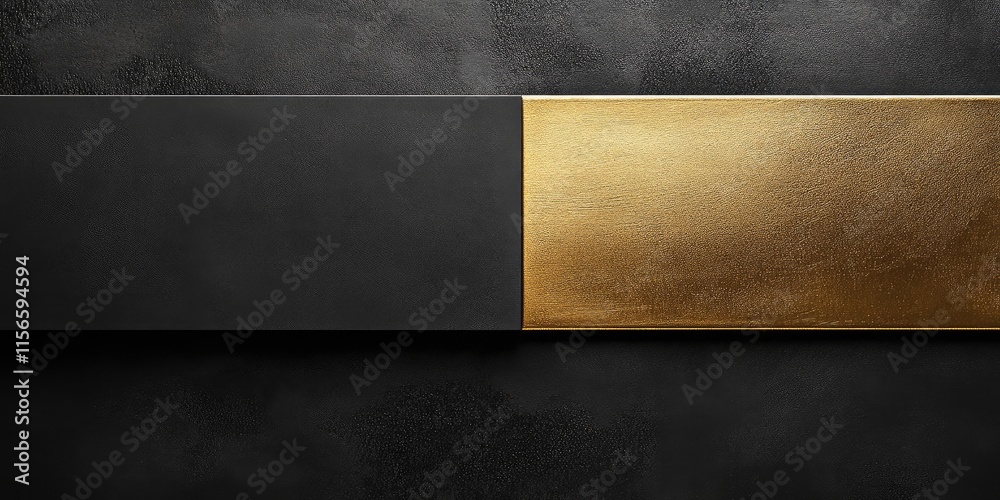 Poster Sleek black and gold abstract background with ample empty space for customizable text and graphic elements