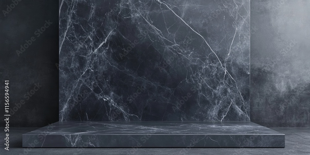 Poster elegant dark marble backdrop for product display featuring ample empty space for customized text and