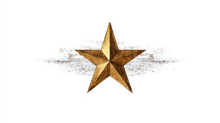 Fototapeta premium Shining Gold Star with Christmas Decorations on White Background
