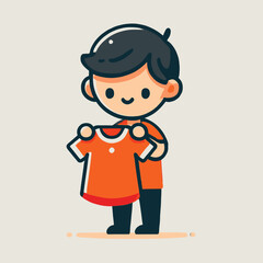 cartoon of a child holding an orange shirt