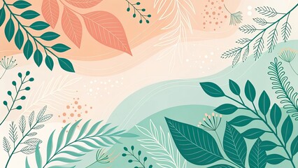 Fototapeta premium Abstract botanical illustration with vibrant leaves and patterns