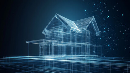 3d wireframe render of a house