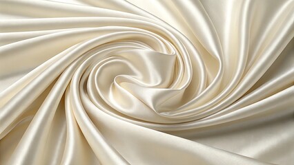 Fototapeta premium Luxurious cream satin fabric in a swirling pattern