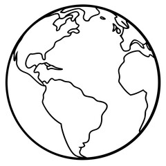 Earth Globe Line Art Vector Illustration