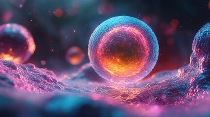 Glowing orbs on a vibrant, textured surface. (1)