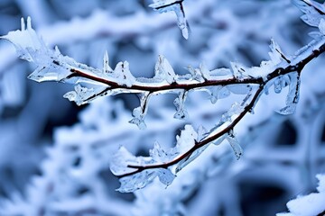 Obraz premium complex pattern of ice covered twigs