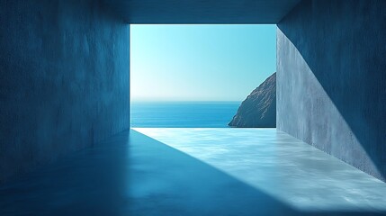 Ocean View Through a Concrete Square Frame