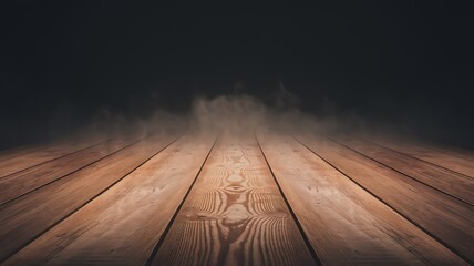 Obraz premium Wooden Floor in Moody Lighting with Mysterious Fog Effect