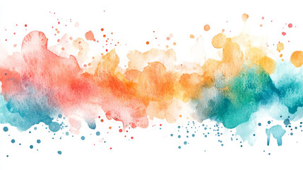 Obraz premium Colorful watercolor splashes in vibrant hues of orange and blue