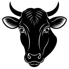 Cow Head Silhouette vector illustration