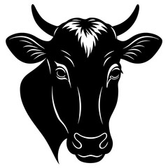 Cow Head Silhouette vector illustration