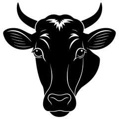 Cow Head Silhouette vector illustration