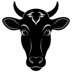 Cow Head Silhouette vector illustration