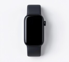 Sleek Black Smartwatch with Minimalist Design on Gray Background