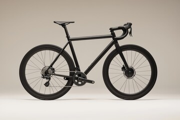 Sleek Black Bicycle with Minimalist Design on Neutral Background