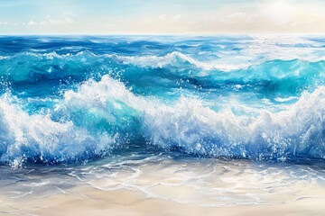 Fototapeta premium waves breaking on the coast, Waves in the Ocean, the big wave in the sea