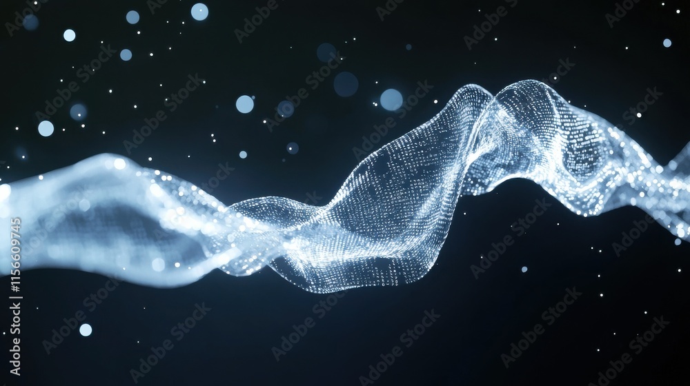 Poster dynamic visualization of encrypted data streams digital realm abstract graphics dark background arti