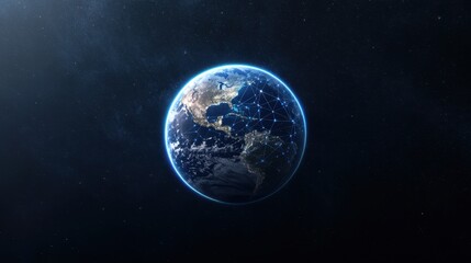 Earth with Digital Connections and Network Overlay in Space View