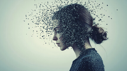 Business woman of the particles. Business woman consists of small circles. Business woman breaks down into molecules