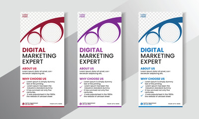 Modern business agency flyer, rack card, or Dl flyer template in different color editable layers for easy personalization.