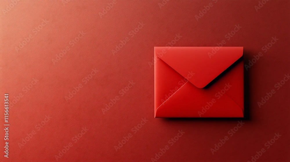 Poster elegant and luxurious red envelope floating on a stylized gradient background with ample copy space 