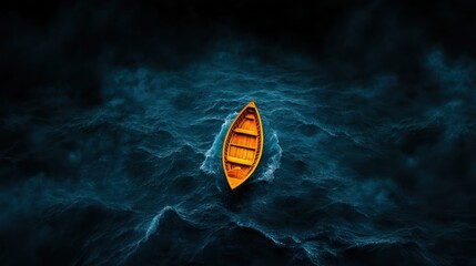 Lonely Boat Battling Stormy Seas: A Graphic Depiction