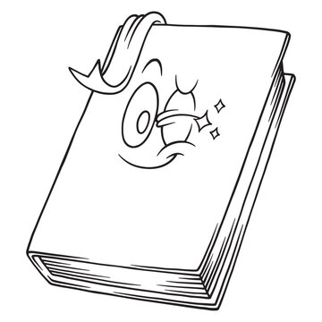 recommend clip art: coloring cartoon winking book mascot