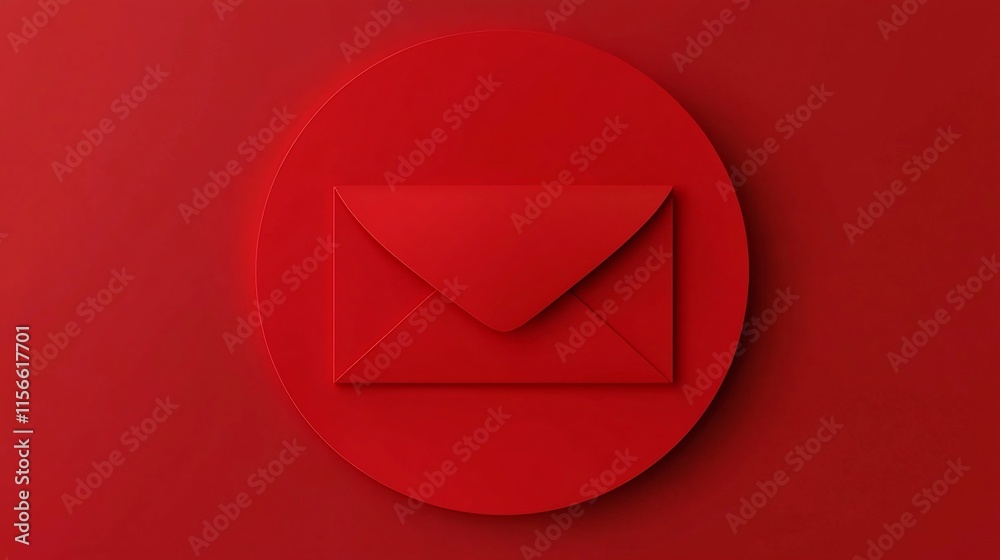 Poster elegant red circular envelope pattern with a minimalist clean text area created in a 3d style this a