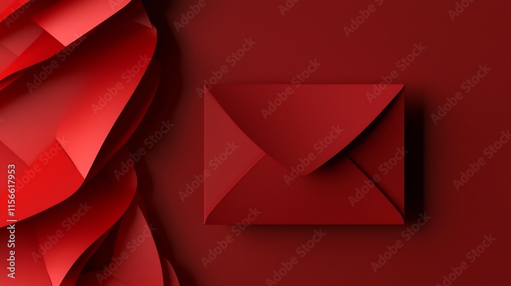Poster elegant and modern 3d depicting a minimalist red circular envelope pattern with a clean and simple t