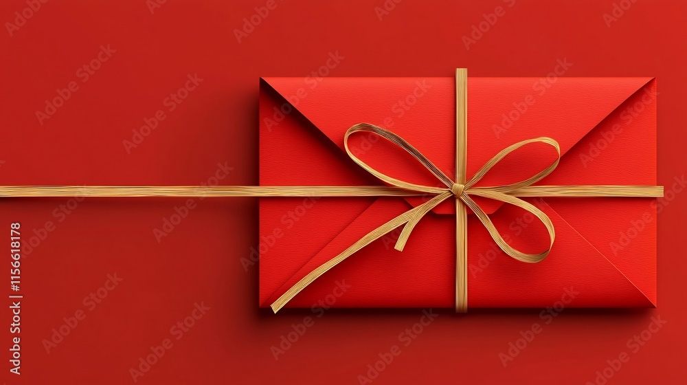 Poster elegant red envelope bundle with golden string placeholder for branding or messaging 3d for premium 