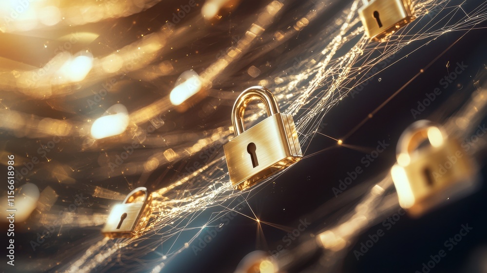 Poster cybersecurity network action digital realm abstract art web environment dynamic viewpoint secure con