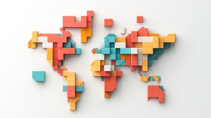 Fototapeta premium Colorful Geometric World Map Wall Art Design for Modern Spaces