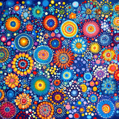 A circle composed of various flowers