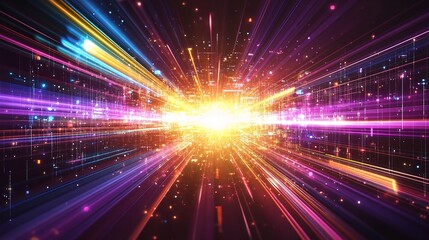 Obraz premium Abstract Futuristic Electronic Design with Colorful Light Effects
