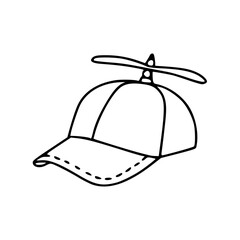 a line art drawing of a hat with propeller on it