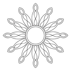 Line art sun in antique stule hand drawn vector illustration boho chic tattoo, poster or fabric print design