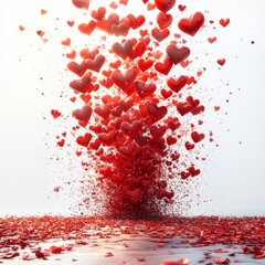 Hearts floating in a delightful burst, symbolizing love and affection for Valentine's Day celebration