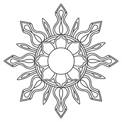 Line art sun in antique stule hand drawn vector illustration boho chic tattoo, poster or fabric print design