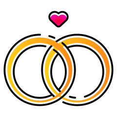 wedding rings icon outline gradient colour style. Suitable for website design, logo, app, UI and etc. Based on the size of the icon in general, so it can be reduced.