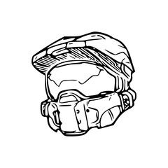 hand drawn vector illustration of a moto cross helmet 