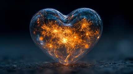 Sparkling heart symbolizing love for Valentine's Day celebration with glowing elements
