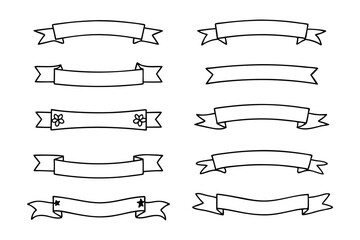 Vector Illustration of Ribbon Banner Set with Blank Space for Text, Curved and Flat Design for Graphic Design Projects.