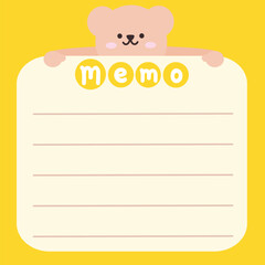 Cute bear memo template illustration. Suitable for for to do list, check list, memo, sticky note, planner, write, diary, book,stationary, notepad for task planning and study