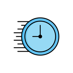 Time speed vector icon, flat design funny clock symbol.