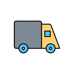 Truck vector icon, cute truck symbol flat design.