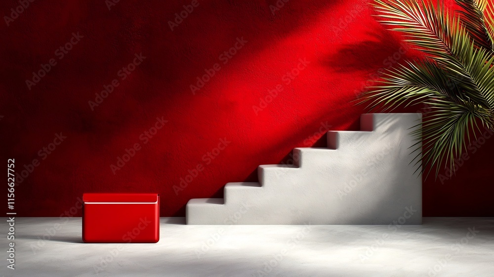 Poster vertical red envelope display with clean gradient background and spacious text placeholder created a